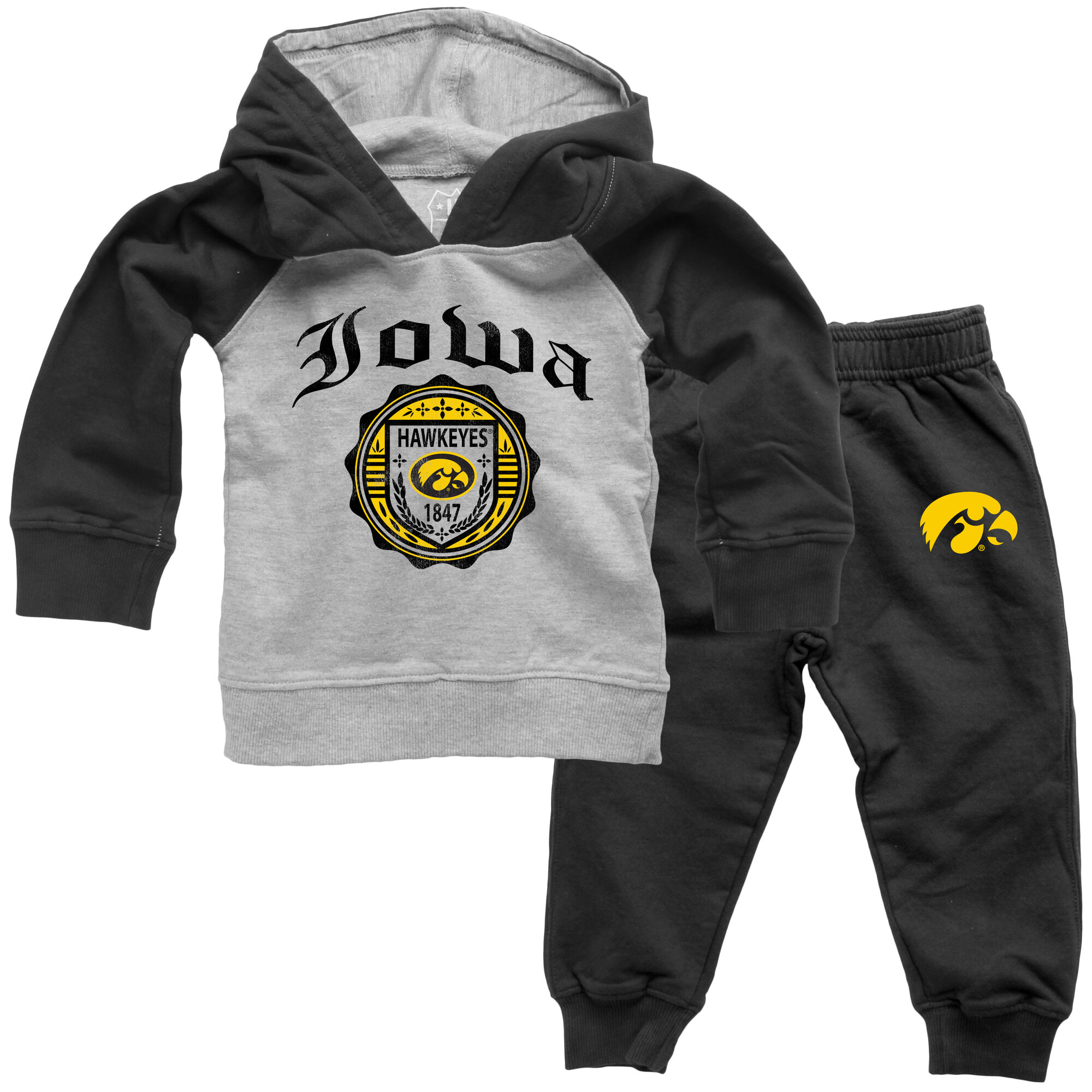 Infant Wes & Willy  Black Iowa Hawkeyes Raglan Hoodie and Sweatpants Set