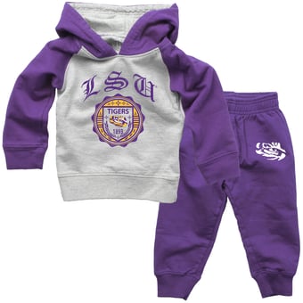 Infant Wes & Willy  Purple LSU Tigers Raglan Hoodie and Sweatpants Set