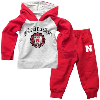 Infant Wes & Willy  Scarlet Nebraska Huskers Raglan Hoodie and Sweatpants Set