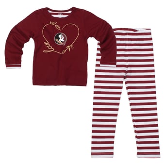 Girls Toddler Wes & Willy  Garnet Florida State Seminoles 2-Piece Long Sleeve Top and Pants Set