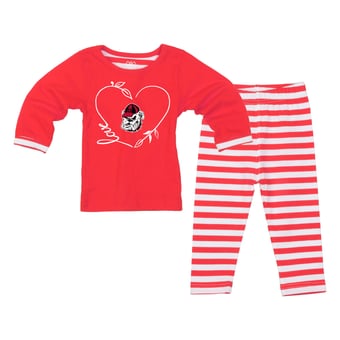 Girls Toddler Wes & Willy  Red Georgia Bulldogs 2-Piece Long Sleeve Top and Pants Set