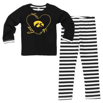 Girls Toddler Wes & Willy  Black Iowa Hawkeyes 2-Piece Long Sleeve Top and Pants Set