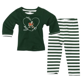 Girls Toddler Wes & Willy  Green Miami Hurricanes 2-Piece Long Sleeve Top and Pants Set