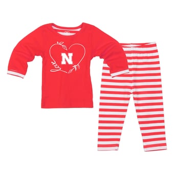 Girls Toddler Wes & Willy  Scarlet Nebraska Huskers 2-Piece Long Sleeve Top and Pants Set