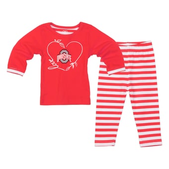 Girls Toddler Wes & Willy  Scarlet Ohio State Buckeyes 2-Piece Long Sleeve Top and Pants Set