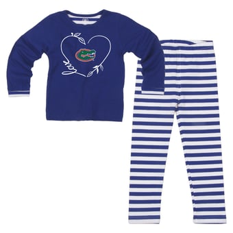 Girls Toddler Wes & Willy  Royal Florida Gators 2-Piece Long Sleeve Top and Pants Set