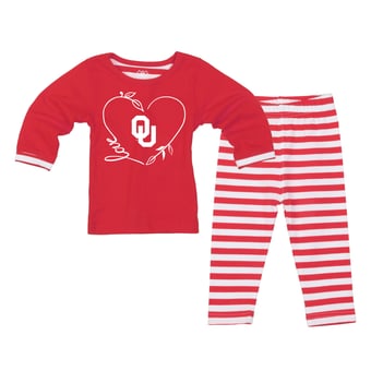 Girls Toddler Wes & Willy  Crimson Oklahoma Sooners 2-Piece Long Sleeve Top and Pants Set