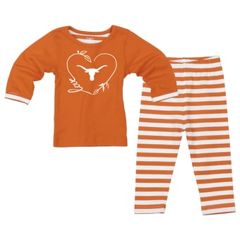 Girls Toddler Wes & Willy  Texas Orange Texas Longhorns 2-Piece Long Sleeve Top and Pants Set