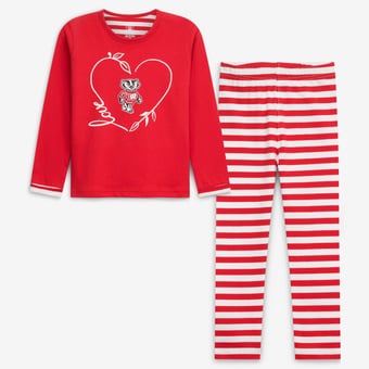 Girls Toddler Wes & Willy  Red Wisconsin Badgers 2-Piece Long Sleeve Top and Pants Set