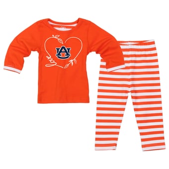 Girls Toddler Wes & Willy  Orange Auburn Tigers 2-Piece Long Sleeve Top and Pants Set