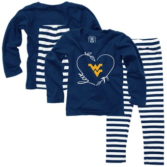 Girls Infant Wes & Willy Navy West Virginia Mountaineers Long Sleeve Top and Pant Set