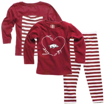Girls Infant Wes & Willy Cardinal Arkansas Razorbacks Long Sleeve Top and Pant Set