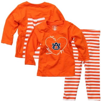 Girls Infant Wes & Willy Orange Auburn Tigers Long Sleeve Top and Pant Set