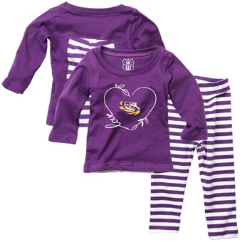 Girls Infant Wes & Willy Purple LSU Tigers Long Sleeve Top and Pant Set
