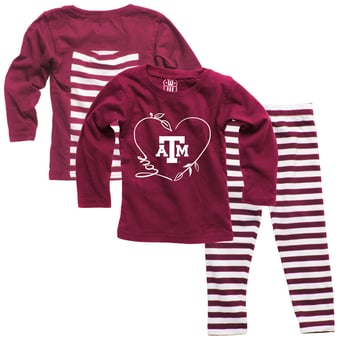 Girls Infant Wes & Willy Maroon Texas A&M Aggies Long Sleeve Top and Pant Set