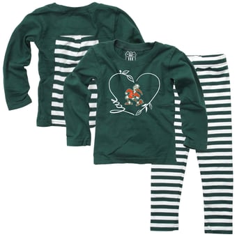 Girls Infant Wes & Willy Green Miami Hurricanes Long Sleeve Top and Pant Set