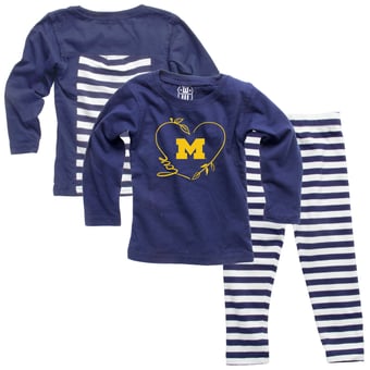 Girls Infant Wes & Willy Navy Michigan Wolverines Long Sleeve Top and Pant Set