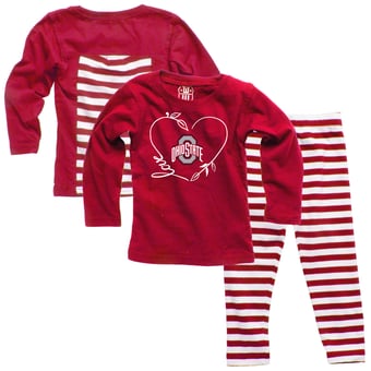 Girls Infant Wes & Willy Scarlet Ohio State Buckeyes Long Sleeve Top and Pant Set