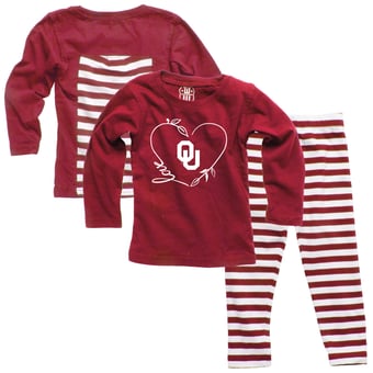 Girls Infant Wes & Willy Crimson Oklahoma Sooners Long Sleeve Top and Pant Set