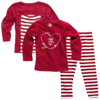 Girls Infant Wes & Willy Red Wisconsin Badgers Long Sleeve Top and Pant Set