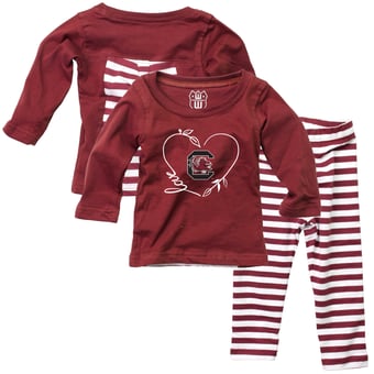 Girls Infant Wes & Willy Garnet South Carolina Gamecocks Long Sleeve Top and Pant Set