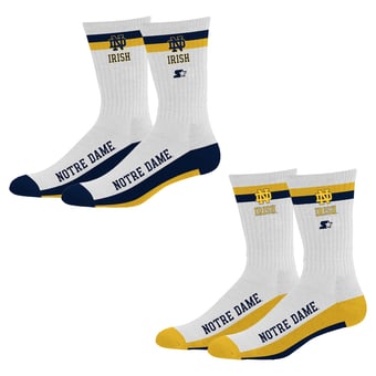 Unisex Starter  Notre Dame Fighting Irish Two-Pack Stripe Top End Crew Socks