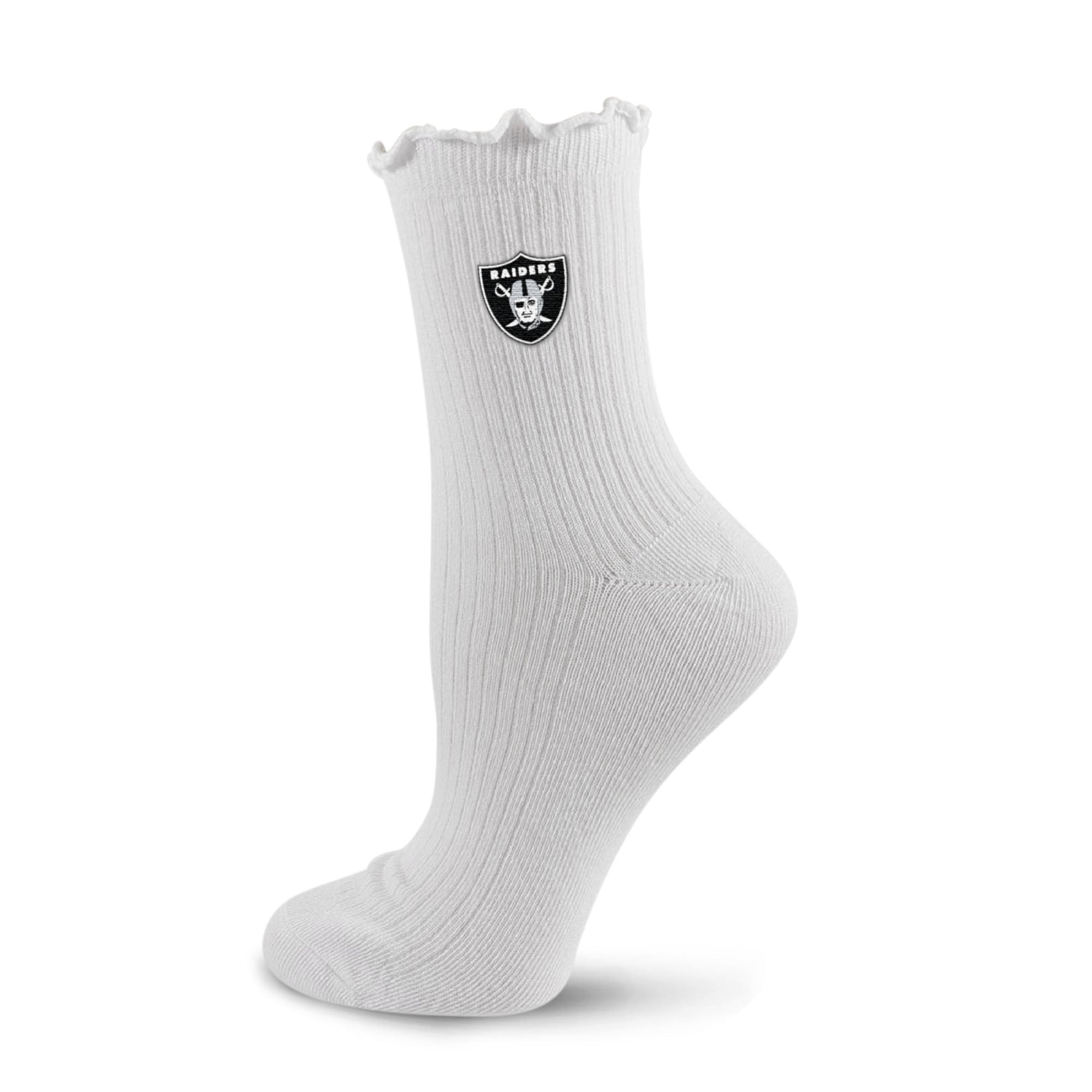 Women's PRO Compression  White Las Vegas Raiders Logo Lettuce Hem Quarter Socks