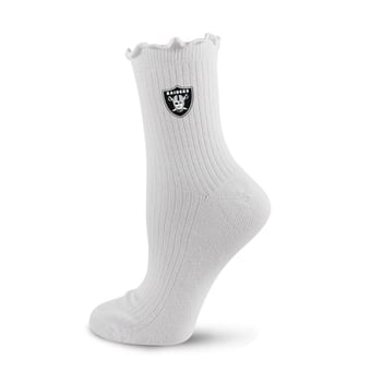 Women's PRO Compression White Las Vegas Raiders Logo Lettuce Hem Quarter Socks
