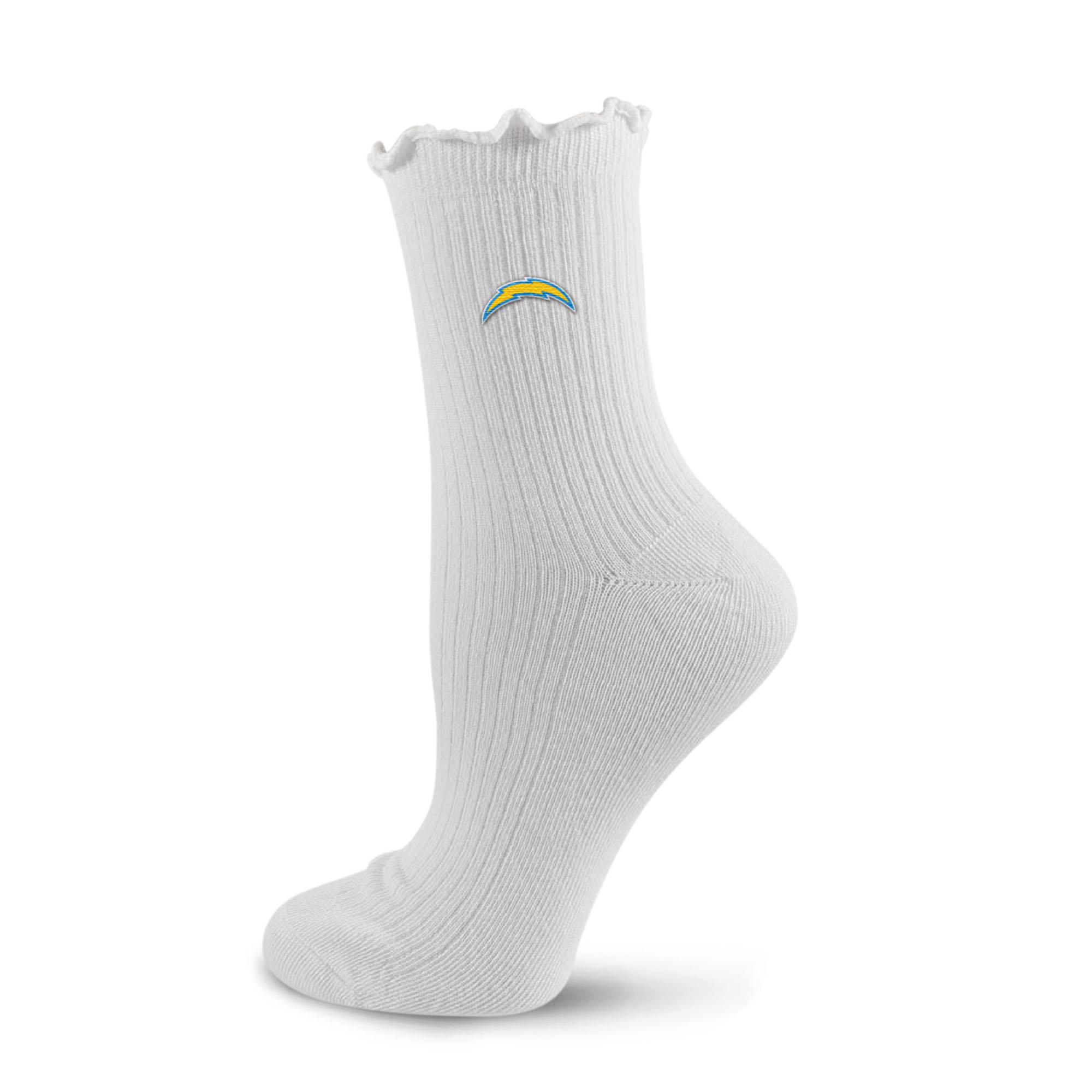 Women's PRO Compression  White Los Angeles Chargers Logo Lettuce Hem Quarter Socks