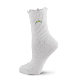 Women's PRO Compression  White Los Angeles Chargers Logo Lettuce Hem Quarter Socks