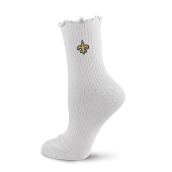 Women's PRO Compression  White New Orleans Saints Logo Lettuce Hem Quarter Socks