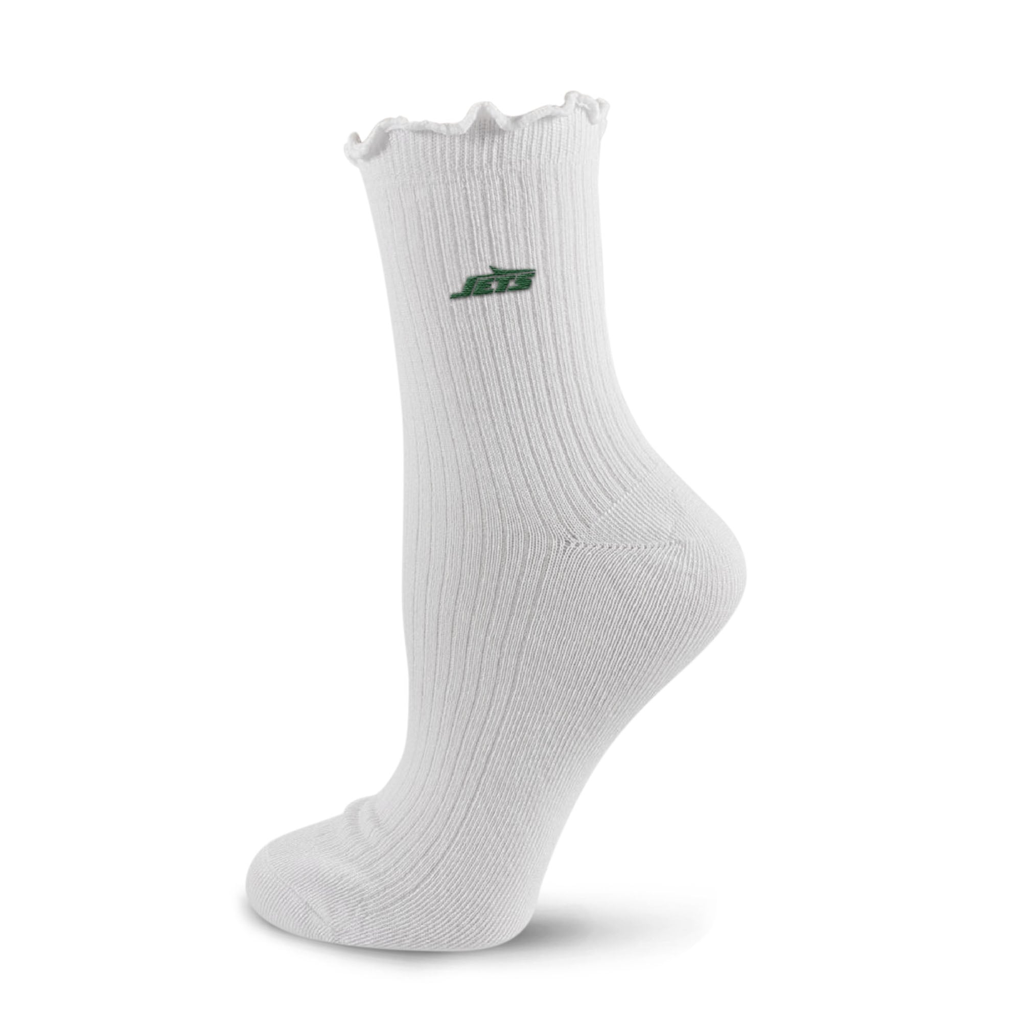Women's PRO Compression  White New York Jets Logo Lettuce Hem Quarter Socks