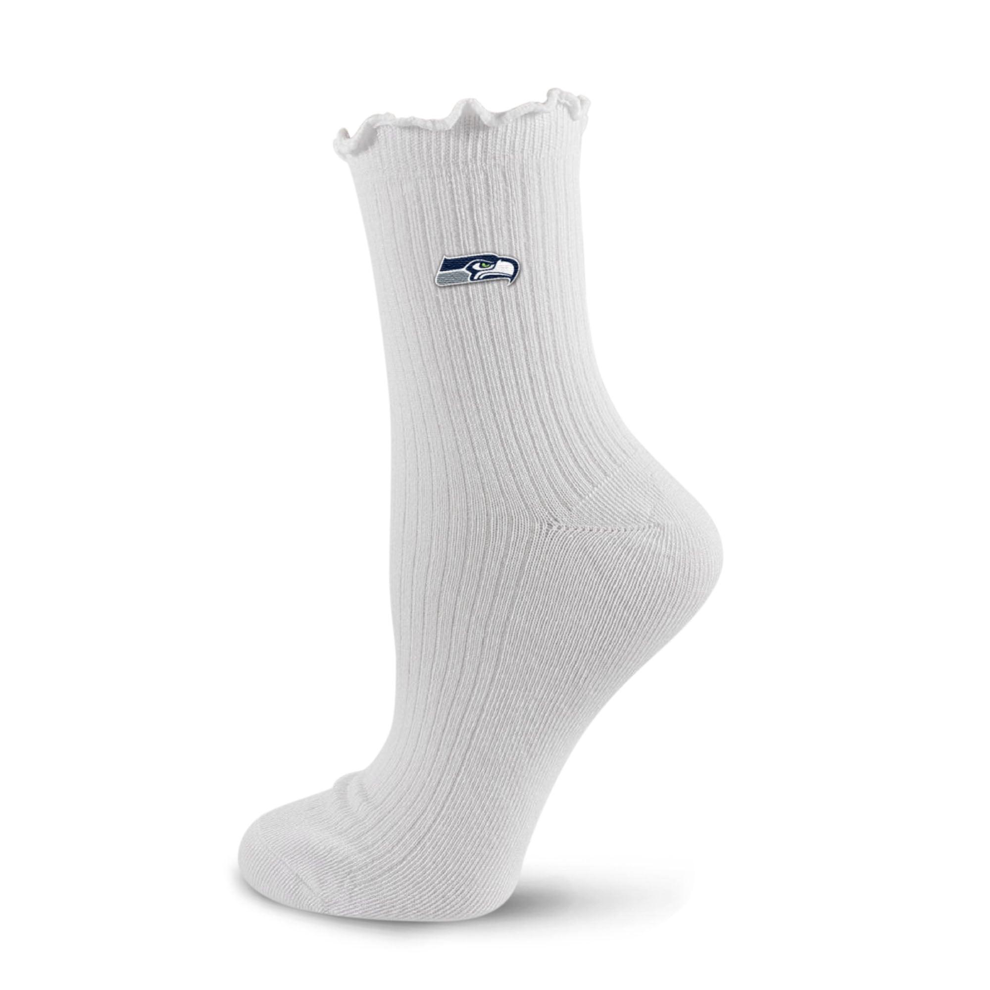 Women's PRO Compression  White Seattle Seahawks Logo Lettuce Hem Quarter Socks
