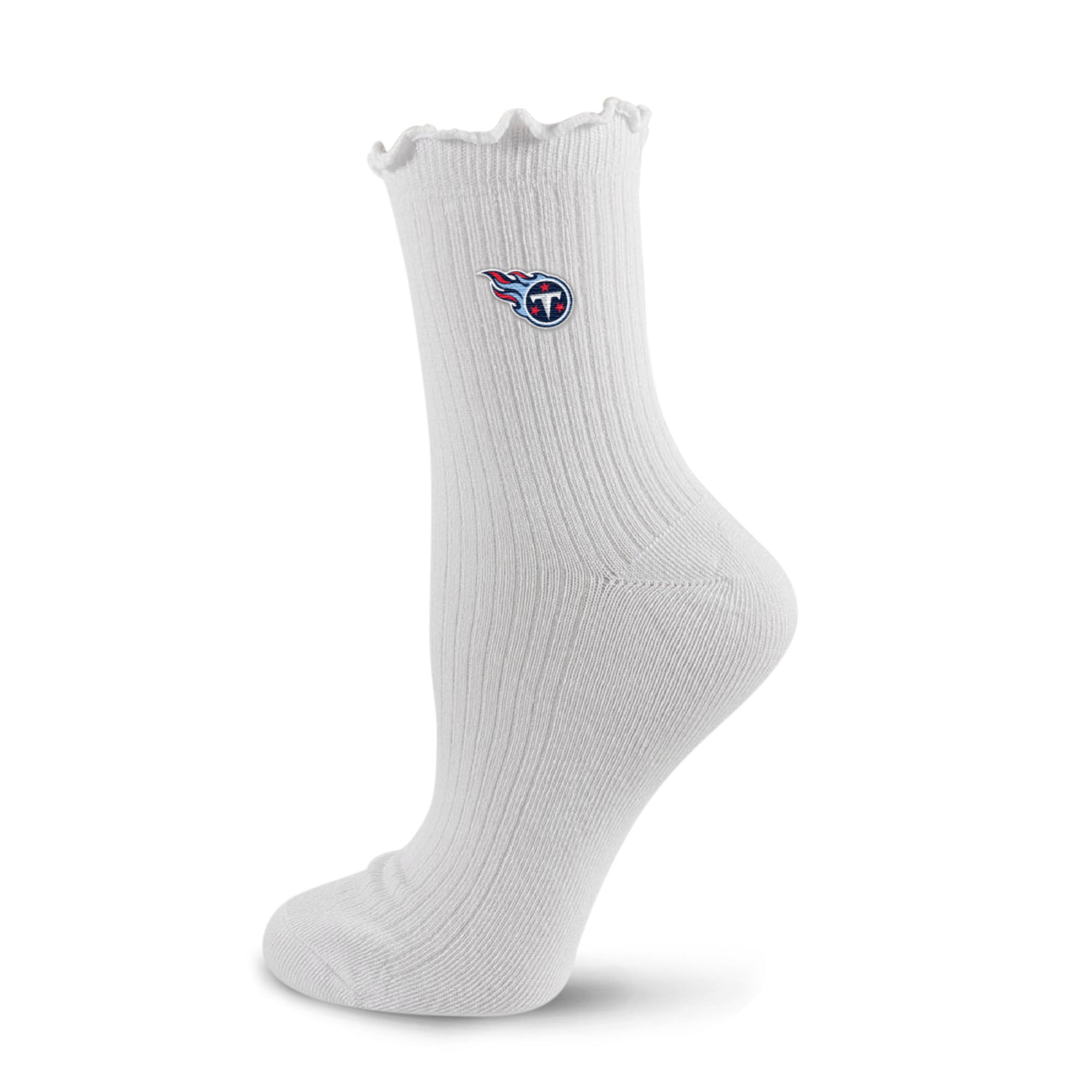 Women's PRO Compression  White Tennessee Titans Logo Lettuce Hem Quarter Socks