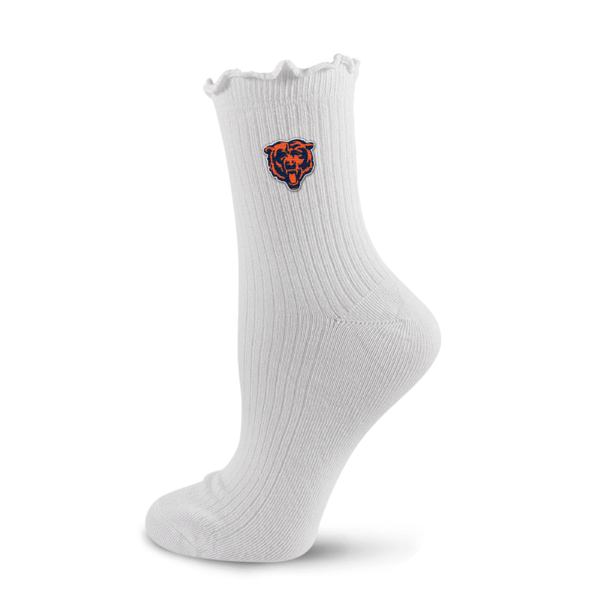 Women’s PRO Compression White Chicago Bears Logo Lettuce Hem Quarter Socks