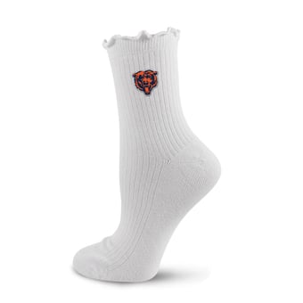 Women's PRO Compression  White Chicago Bears Logo Lettuce Hem Quarter Socks