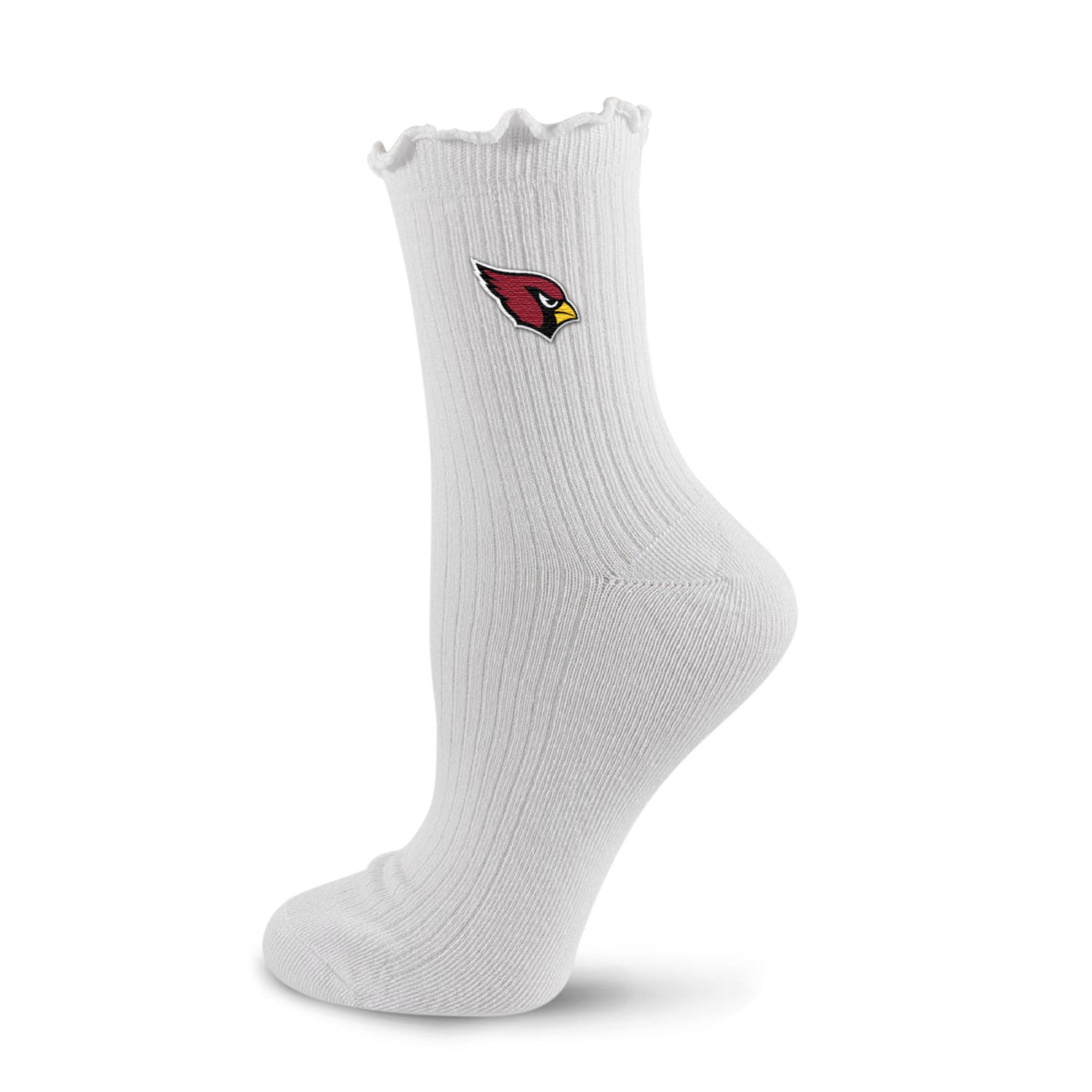 Women's PRO Compression  White Arizona Cardinals Logo Lettuce Hem Quarter Socks