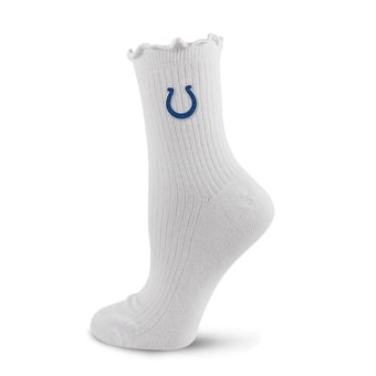 Women's PRO Compression  White Indianapolis Colts Logo Lettuce Hem Quarter Socks