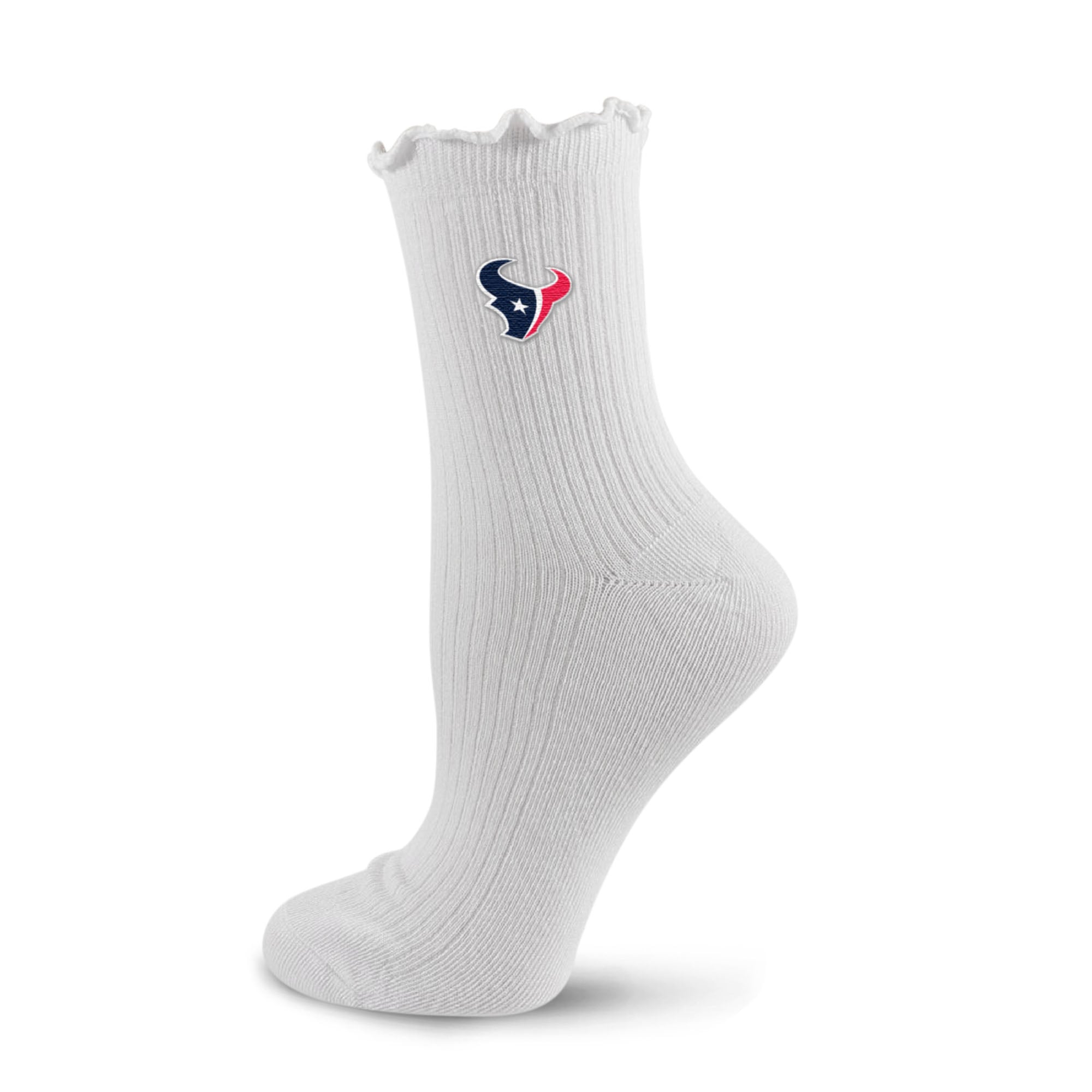 Women's PRO Compression  White Houston Texans Logo Lettuce Hem Quarter Socks