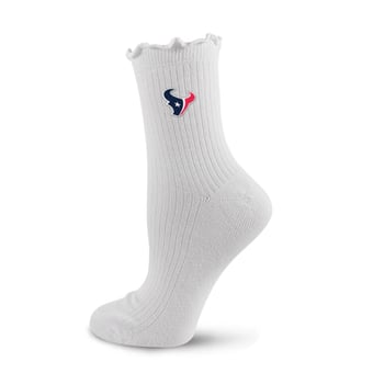 Women's PRO Compression White Houston Texans Logo Lettuce Hem Quarter Socks