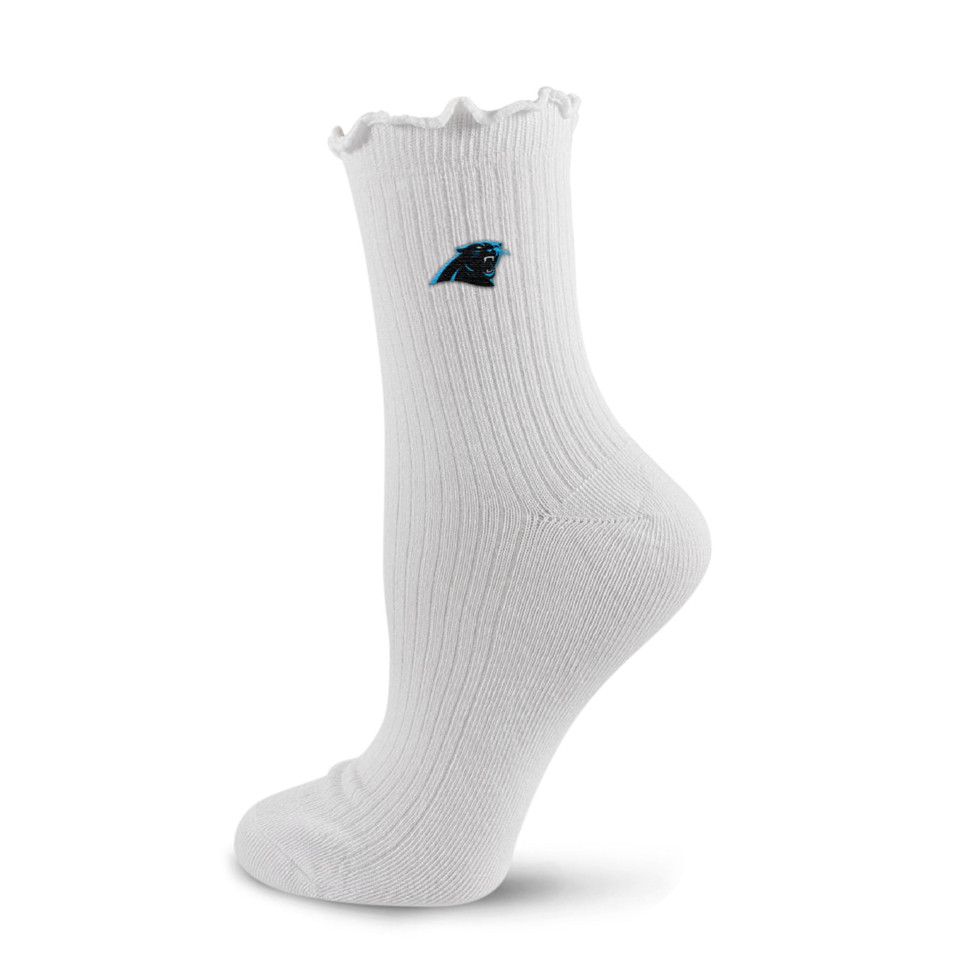Women's PRO Compression White Carolina Panthers Logo Lettuce Hem Quarter Socks