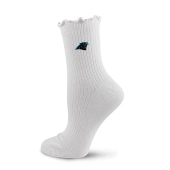 Women's PRO Compression  White Carolina Panthers Logo Lettuce Hem Quarter Socks