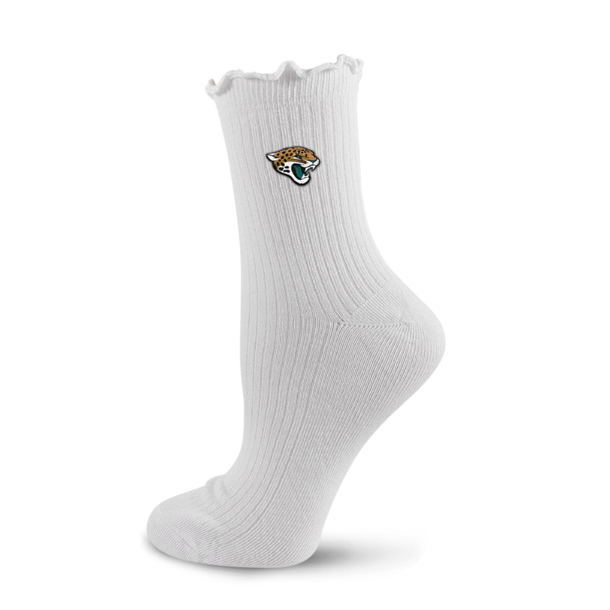 Women's PRO Compression  White Jacksonville Jaguars Logo Lettuce Hem Quarter Socks