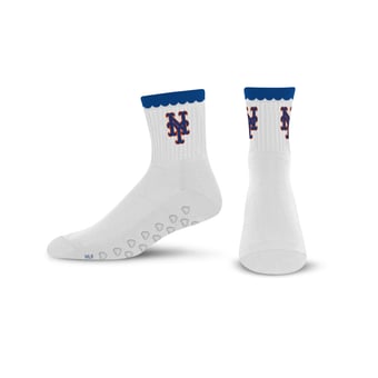 Women's PRO Compression  New York Mets White Heartshape Grippers Yoga-Pilates Quarter Socks