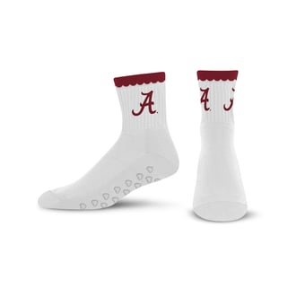 Women's PRO Compression  Alabama Crimson Tide White Heartshape Grippers Yoga-Pilates Quarter Socks