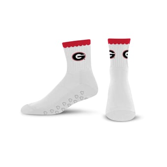 Women's PRO Compression  Georgia Bulldogs White Heartshape Grippers Yoga-Pilates Quarter Socks
