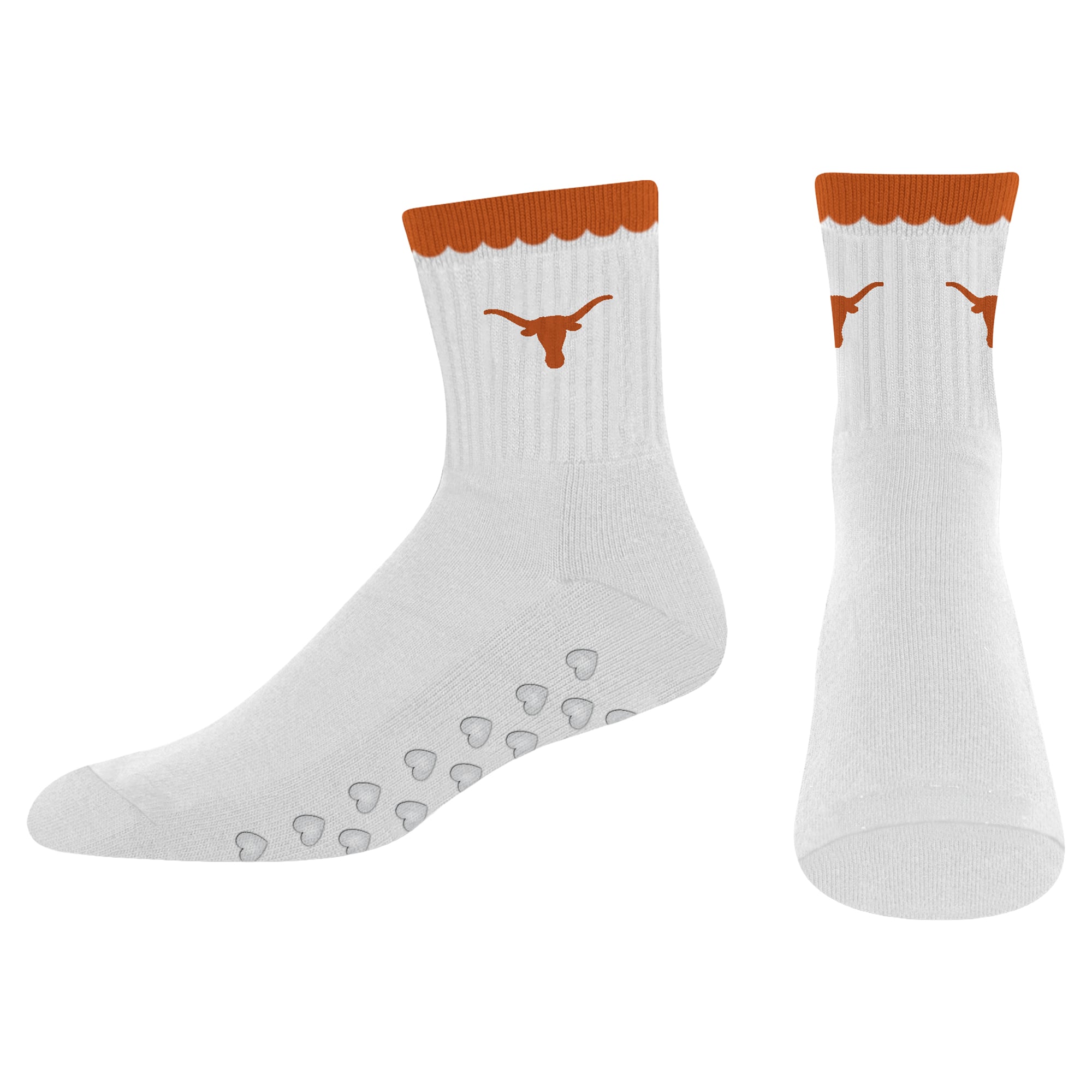 Women's PRO Compression  Texas Longhorns White Heartshape Grippers Yoga-Pilates Quarter Socks
