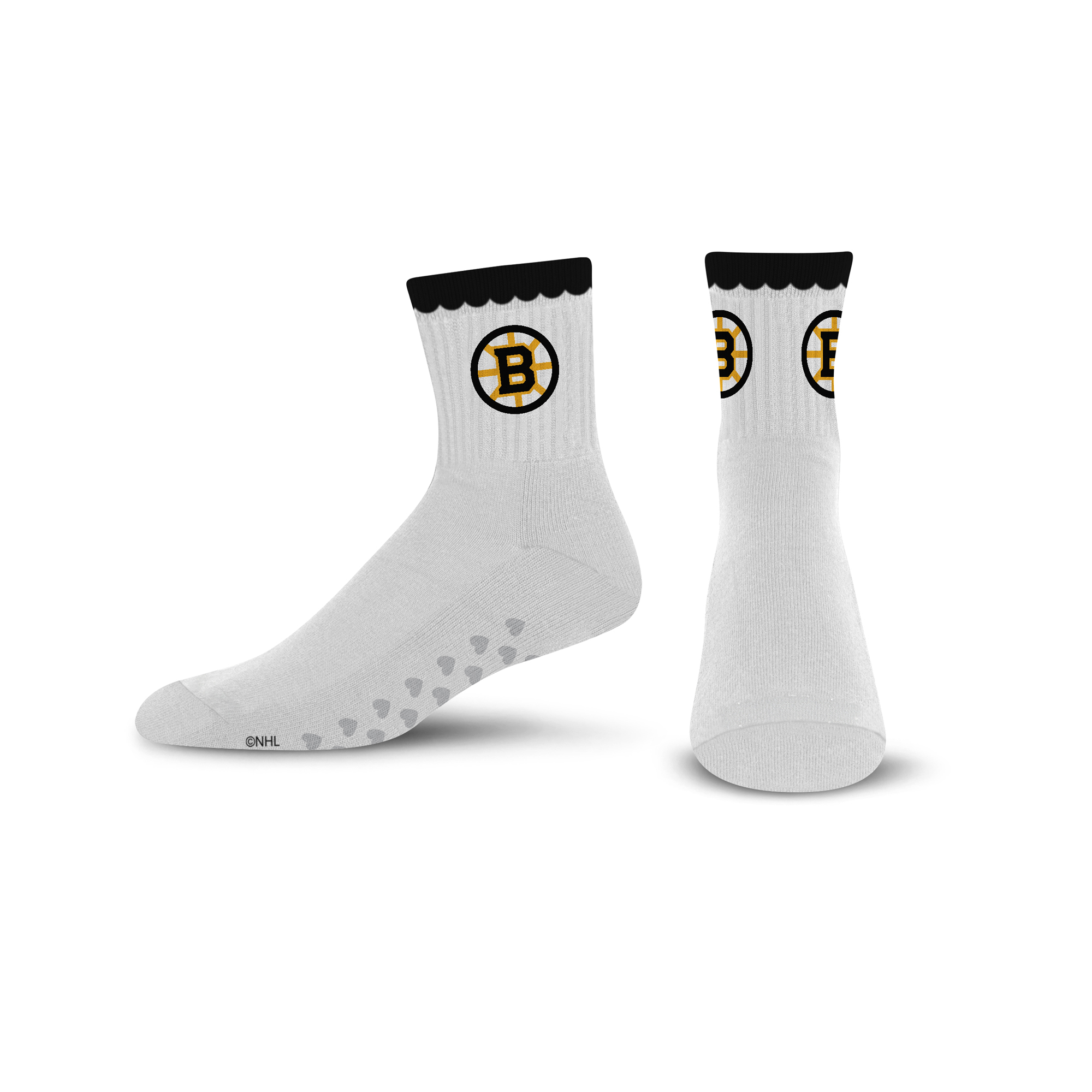 Women's PRO Compression  Boston Bruins White Heartshape Grippers Yoga-Pilates Quarter Socks