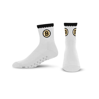 Women's PRO Compression  Boston Bruins White Heartshape Grippers Yoga-Pilates Quarter Socks
