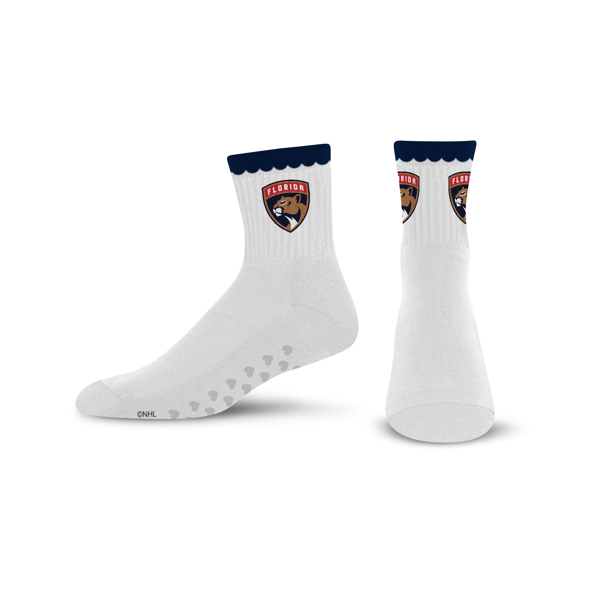 Women's PRO Compression  Florida Panthers White Heartshape Grippers Yoga-Pilates Quarter Socks